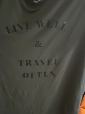 Olive Green Graphic Tee - 'Live Well & Travel Often'